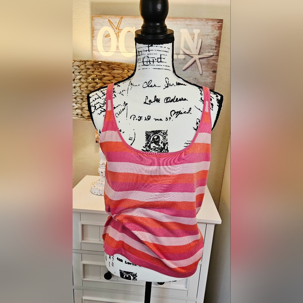 Pink Striped Sleeveless Top